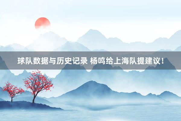 球队数据与历史记录 杨鸣给上海队提建议！