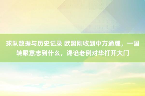 球队数据与历史记录 欧盟刚收到中方通牒,一国转眼意志到什么,谗谄老例对华打开大门