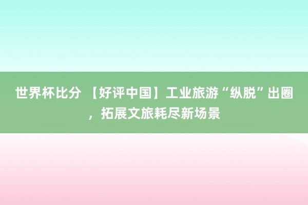 世界杯比分 【好评中国】工业旅游“纵脱”出圈，拓展文旅耗尽新场景