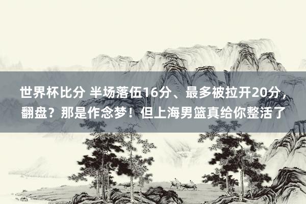 世界杯比分 半场落伍16分、最多被拉开20分，翻盘？那是作念梦！但上海男篮真给你整活了