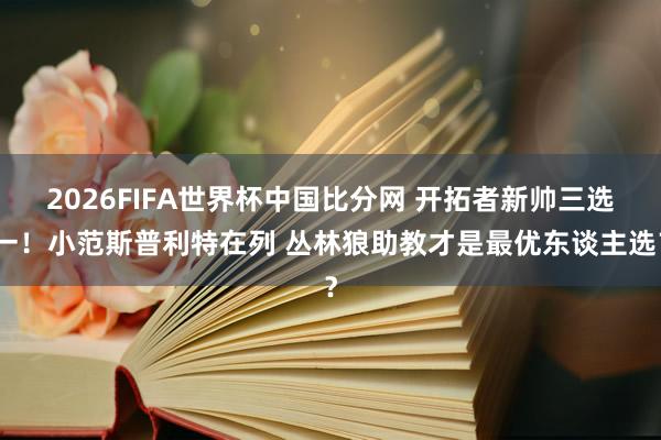 2026FIFA世界杯中国比分网 开拓者新帅三选一！小范斯普利特在列 丛林狼助教才是最优东谈主选？