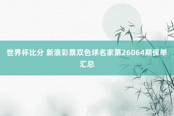 世界杯比分 新浪彩票双色球名家第26064期保举汇总
